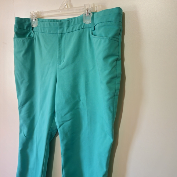 Apt. 9 Womens Capri Pants Sz 16 Teal Cotton Blend Straight Leg Curvy - Picture 2 of 12